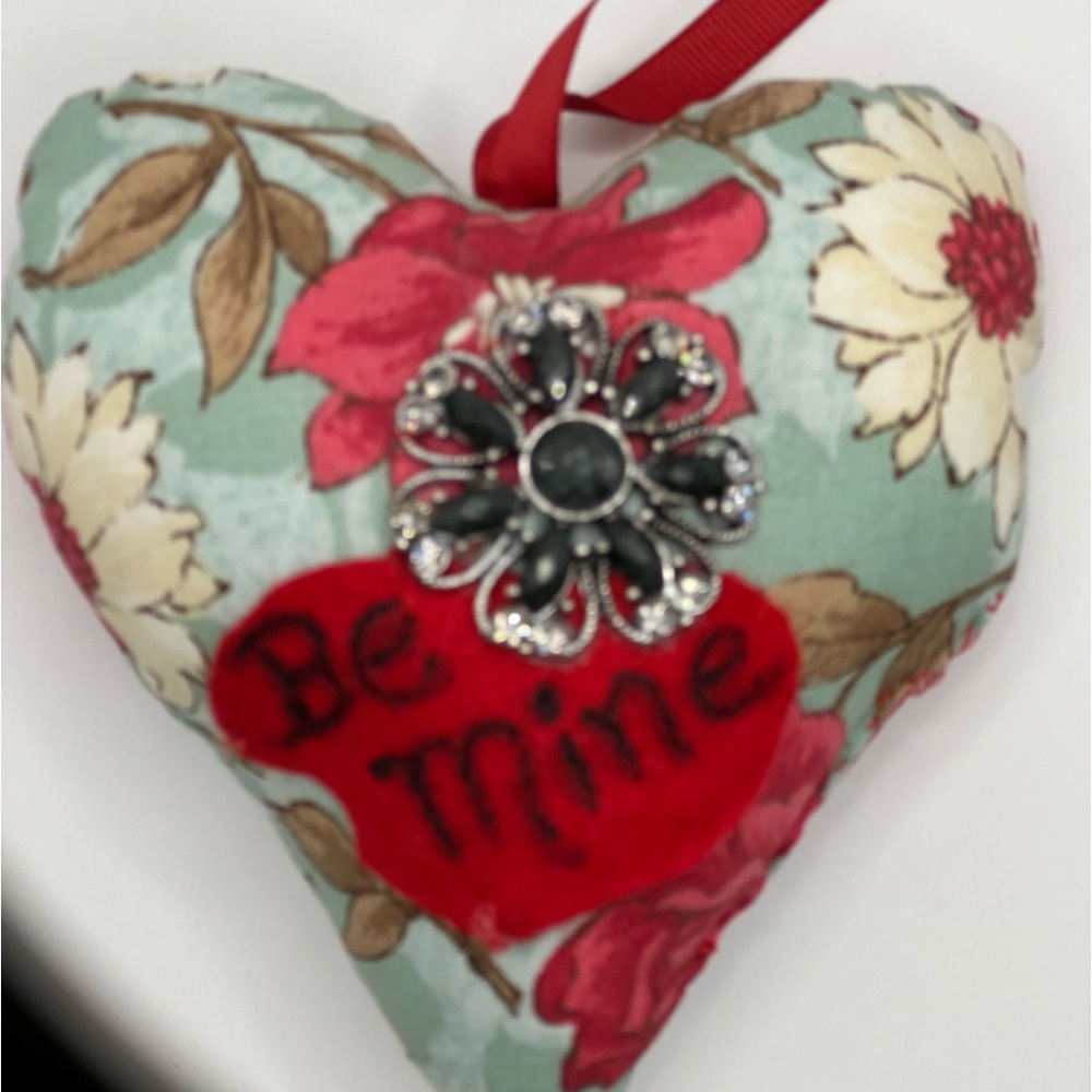 Handmade stuffed fabric Heart with brooch